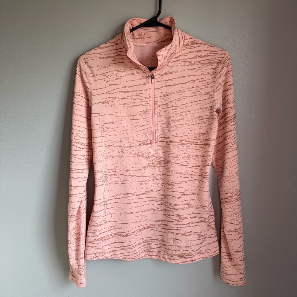 Nike Dri-FIT Women’s Pink Printed Quarter Zip Pullover Size M